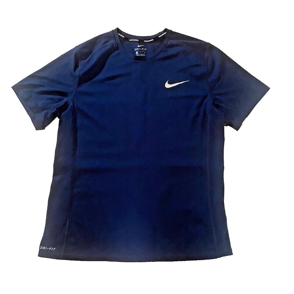 Nike Running Dri Fit Navy Blue Short Sleeve Shirt Large Gym Athletic Casual